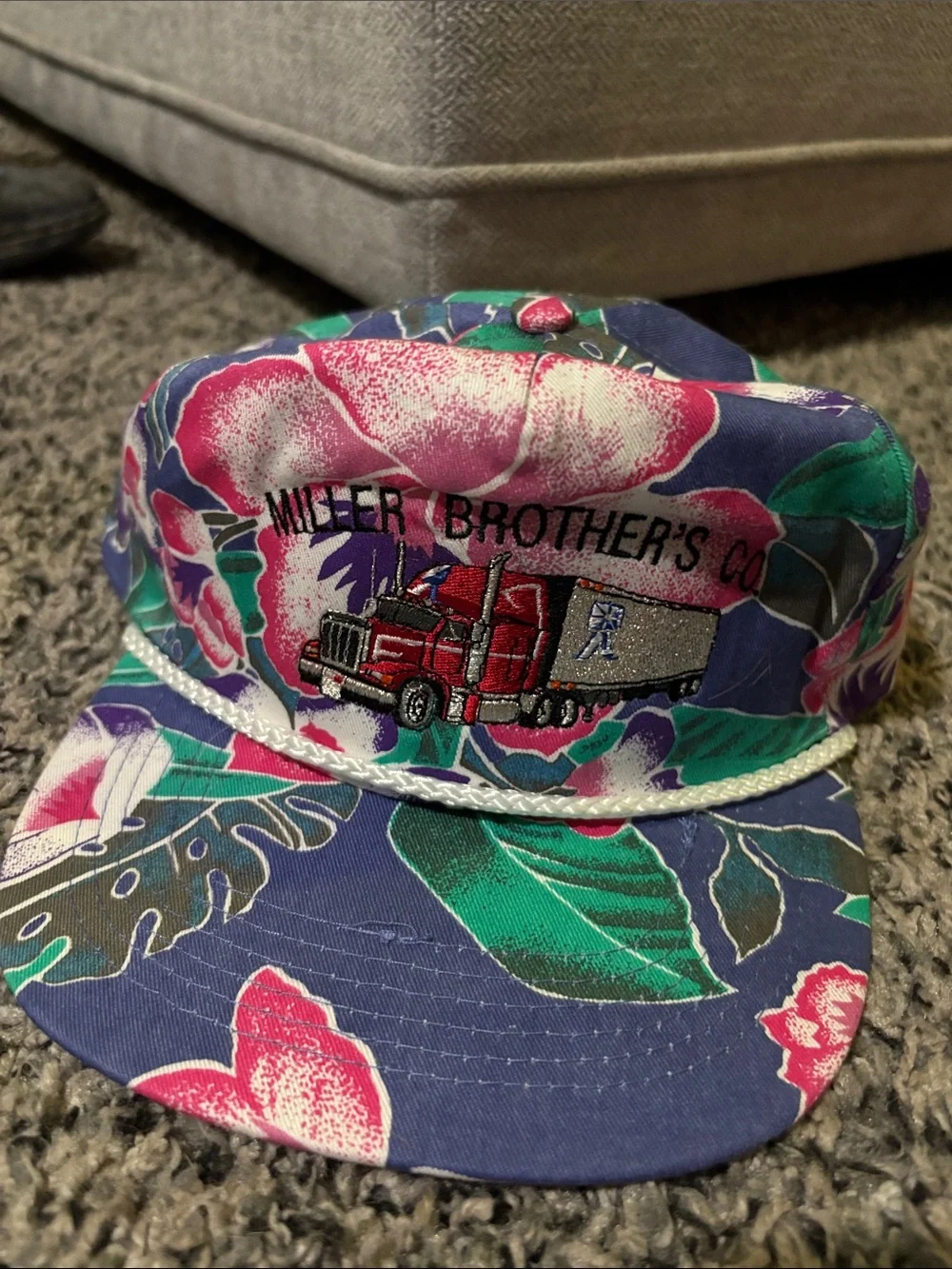 Floral Trucker Hat - Navy, Pink & Green
